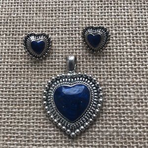 Blue Heart 💙 Earrings & Pendant (no chain)